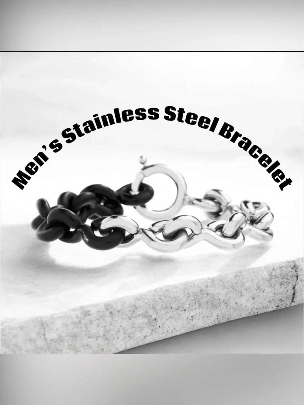 Stainless Steel Mens Two Tone Chain Link Bracelet NWT